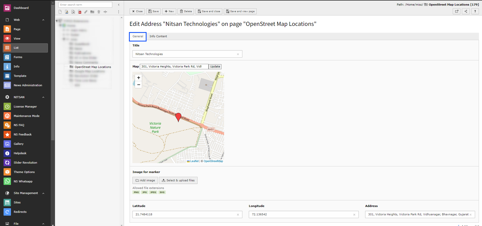 Add OpenStreet Locations (General tab)