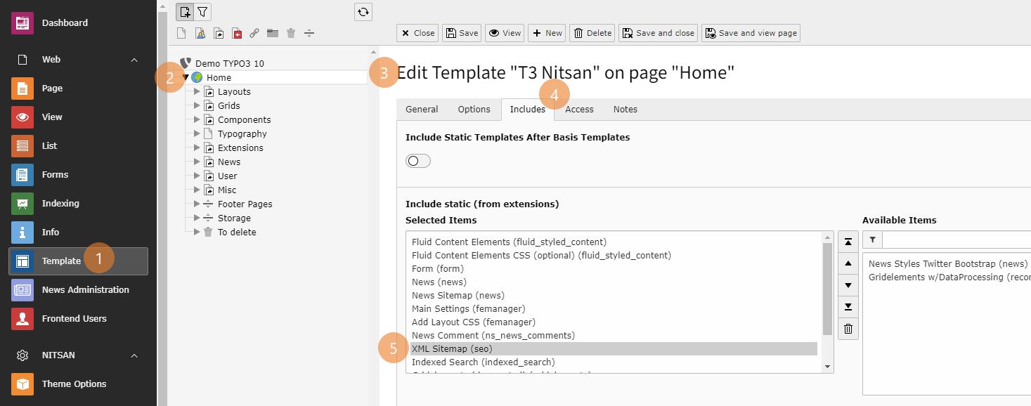 How to include XML Sitemap in Template?